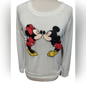 2256) Disney Minnie & Mickey Mouse Long Sleeve Knitted Sparkly Sweater Size M